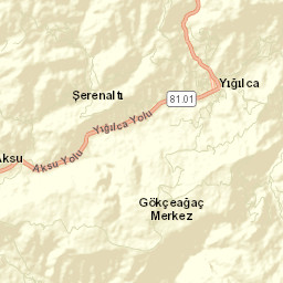 Yığılca İlçesi Street Map