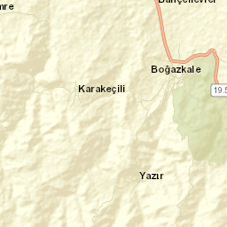 Boğazkale İlçesi Street Map