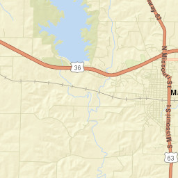 U.S. 36 Business & U.S. 36 & U.S. 63, Macon Street Map
