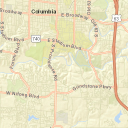 1969-2023 East Broadway Columbia MO Street Map