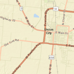 Union City Tennessee Street Map