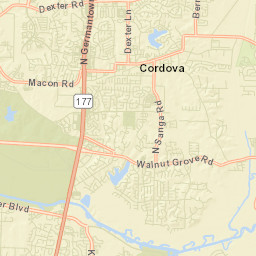 Cordova Tennessee Street Map
