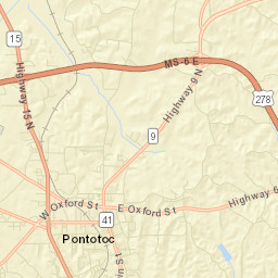 Pontotoc Parkway West, Pontotoc, MS Street Map