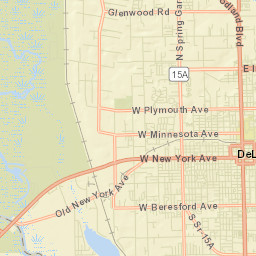 West De Land Florida Street Map