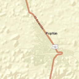 Poptún Street Map