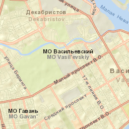 Vasileostrovskiy Rayon Street Map