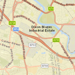 M74, Glasgow, Glasgow City G73, UK Street Map