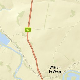 A68, Bishop Auckland, County Durham Street Map