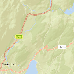 B5285, Lake District National Park, Coniston Street Map