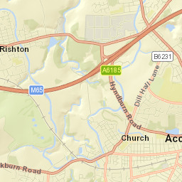 M65, Clayton-le-Moors, Accrington, Lancashire Street Map