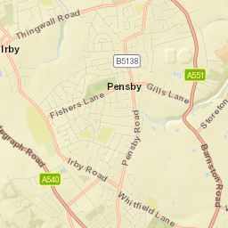395A Pensby Road, Heswall, Wirral, Merseyside Street Map