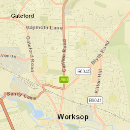 186 Gateford Road, Worksop, Nottinghamshire Street Map