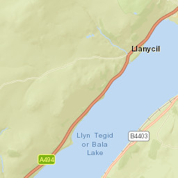 A494, Snowdonia National Park, Bala, Gwynedd Street Map