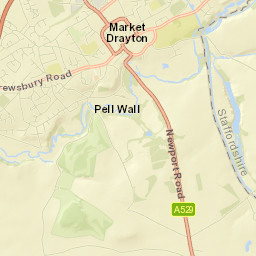 Newcastle Road, Market Drayton, Shropshire Street Map