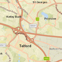 A442, Telford, Telford and Wrekin TF3, UK Street Map