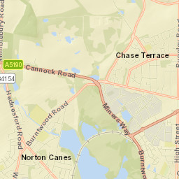 Norton Canes Street Map