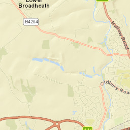 B4204, Lower Broadheath, Worcestershire  Street Map