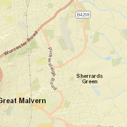 Townsend Way, Malvern, Worcestershire Street Map
