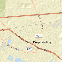 Püspökladány Street Map