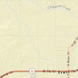 Evart Street Map