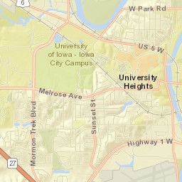 Highway 1, University of Iowa, Iowa City, IA Street Map