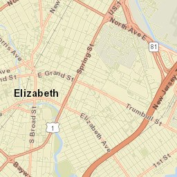 Elizabeth, New Jersey Street Map