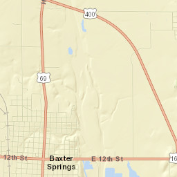 100-198 East 12th Street, Baxter Springs Street Map