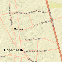 Döşemealtı İlçesi Street Map