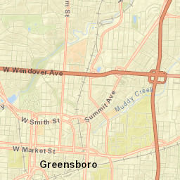 Greensboro, North Carolina Street Map