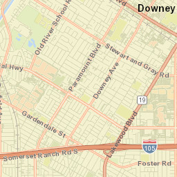 Downey, California Street Map