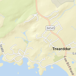 Lon Isallt, Trearddur Bay, Isle of Anglesey Street Map