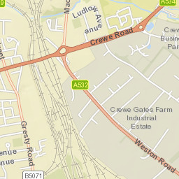 Nantwich Road, Crewe, Cheshire East CW2 Street Map