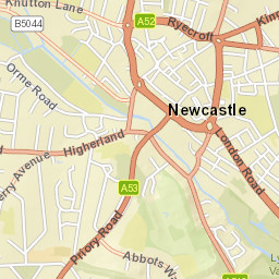 36 Higherland, Newcastle-under-Lyme, Staffordshire Street Map