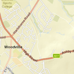 A511, Woodville, Swadlincote, Derbyshire Street Map