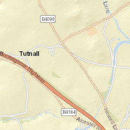 Tutnall Lane, Bromsgrove, Worcestershire Street Map