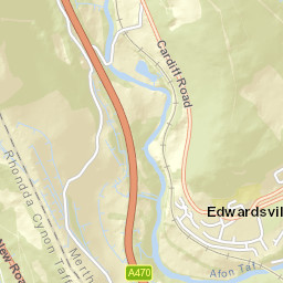 A470, Treharris, Merthyr Tydfil CF46, UK Street Map
