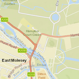 Hampton Ct Bridge, East Molesey, Molesey KT8, UK Street Map