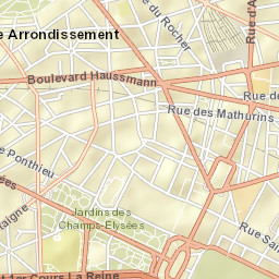 Champs Elysees, Paris, France Street Map
