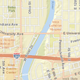 East Village, Des Moines, IA, USA Street Map