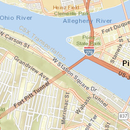 Roberto Clemente Bridge, Pittsburgh, PA Street Map