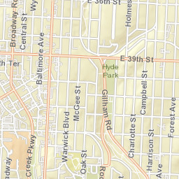 100-154 East 45th Street Kansas City Street Map