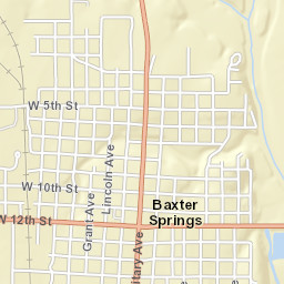 101-199 West 10th Street, Baxter Springs Street Map