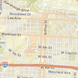 Wilbur D. Mills Freeway, University of Arkansas Medical Scien Street Map