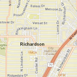 1075 North Central Expressway, Richardson Street Map