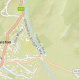 B5285, Lake District National Park, Coniston Street Map