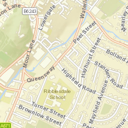 2 Moor Lane, Clitheroe, Lancashire BB7, UK Street Map