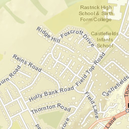Rastrick, Field Top Rd Castle Avenue (NE-bound) Street Map