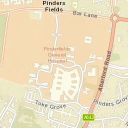 Pinderfields, Pinderfield Hospital (SW-bound) Street Map