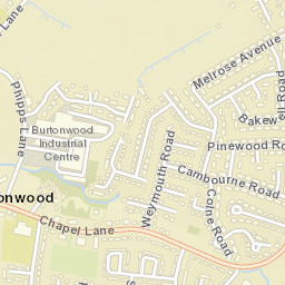 Burtonwood Street Map
