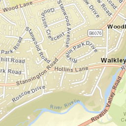 Rivelin Valley Road, Sheffield, South Yorkshire Street Map